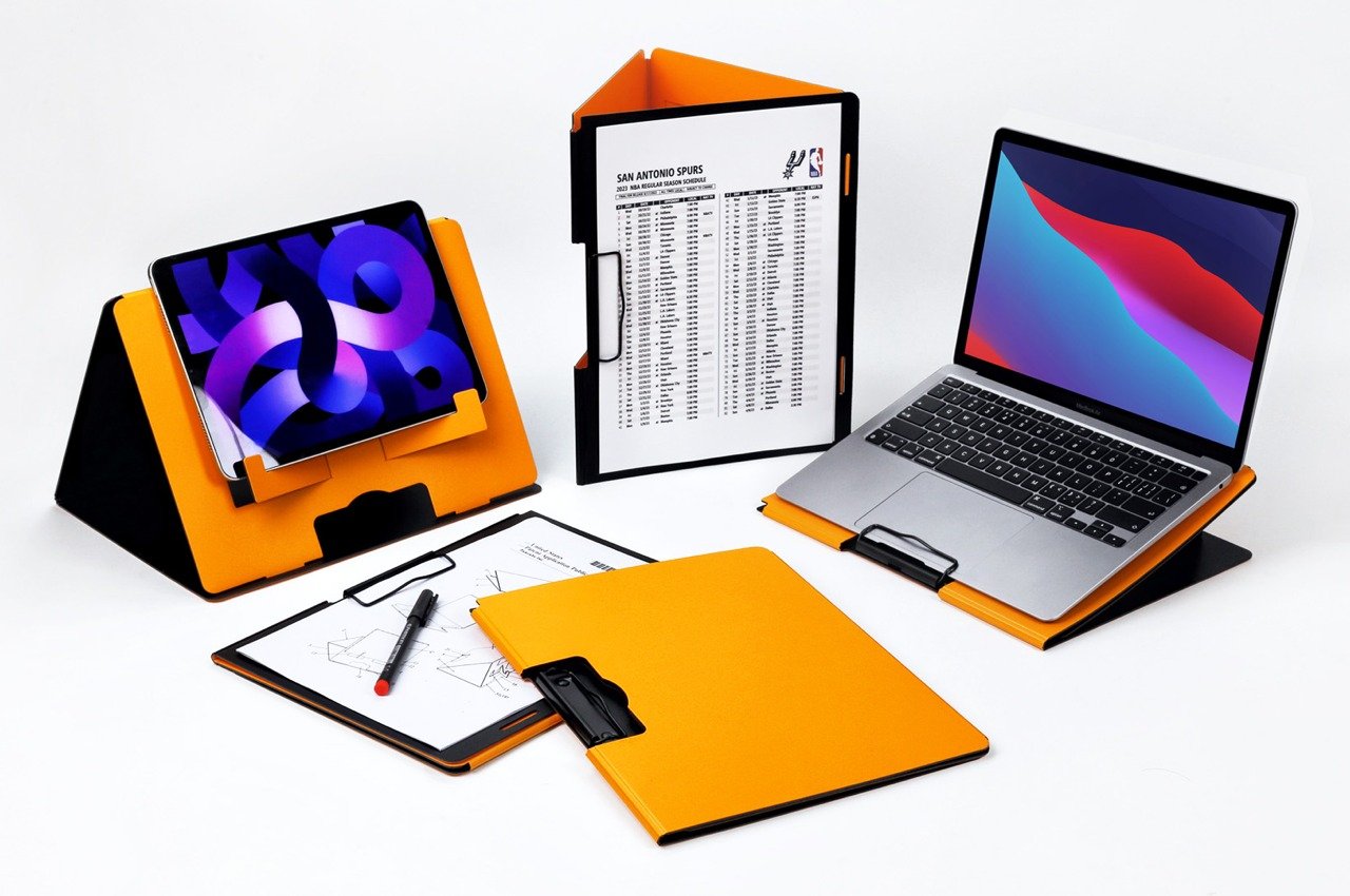 Innovative Document Folder Transforms Into An All-in-one Stand For Your Laptop, Tablet, And Phone